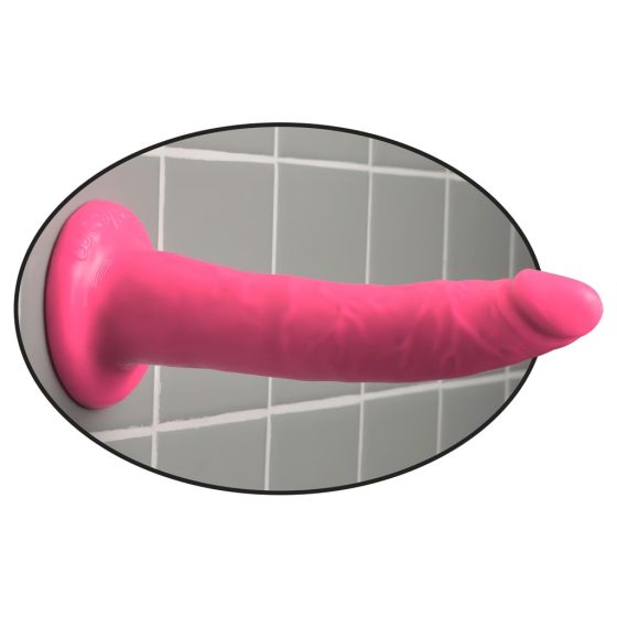 Dillio 7 - tapadótalpas, élethű dildó (18cm) - pink