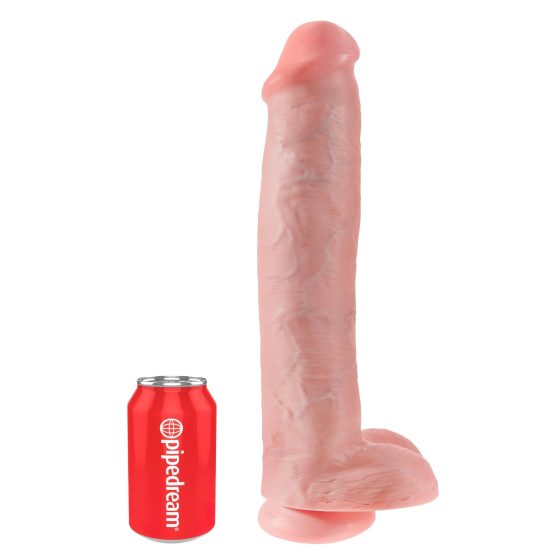 King Cock 15 - tapadótalpas, herés dildó (38cm) - natúr