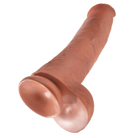 King Cock 15 - tapadótalpas, herés, óriás dildó (38cm) - sötét natúr