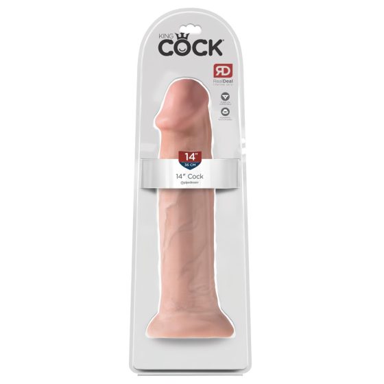 King Cock 14 - tapadótalpas, nagy dildó (36cm) - natúr