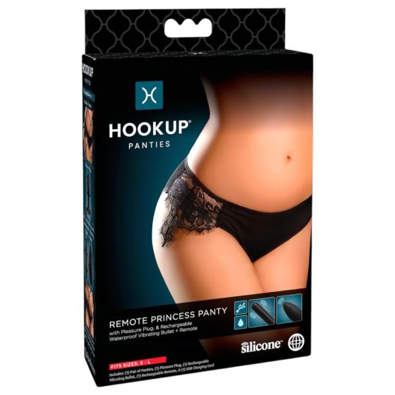 / HOOKUP Princess Panty - akkus, vibrációs bugyi szett (fekete)