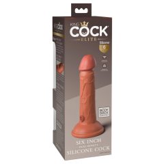   King Cock Elite 6 - tapadótalpas, élethű dildó (15cm) - sötét