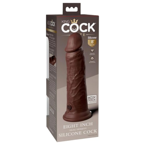 King Cock Elite 8 - tapadótalpas, élethű dildó (20cm) - barna