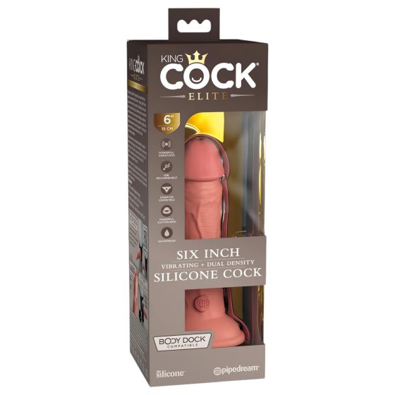 King Cock Elite 6 - élethű vibrátor 15cm (sötét natúr)