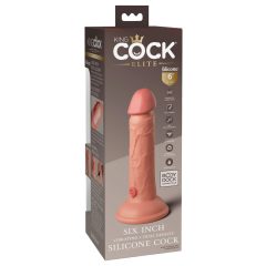   King Cock Elite 6 - tapadótalpas, élethű vibrátor 15cm (sötét natúr)