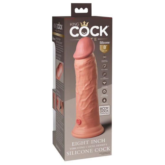 King Cock Elite 8 - tapadótalpas, élethű vibrátor (20cm) - natúr