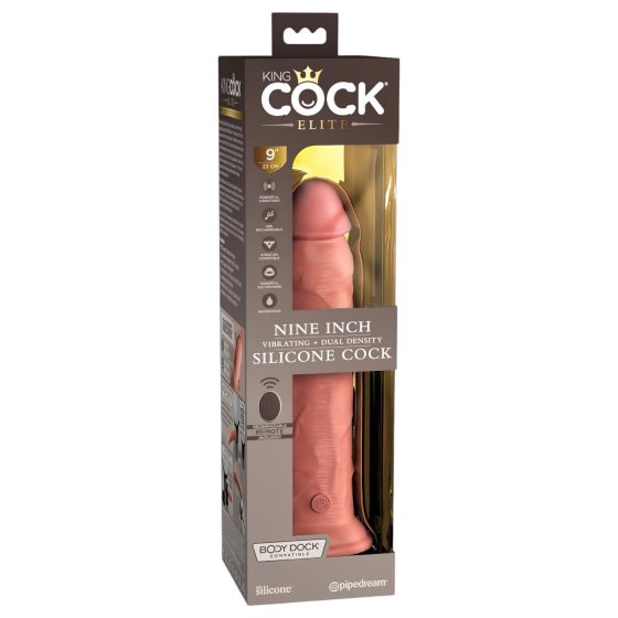 King Cock Elite 9 - tapadótalpas vibrátor 23cm - natúr