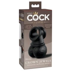   King Cock Elite Crown Jewels - lengőhere, péniszfeltét (fekete)