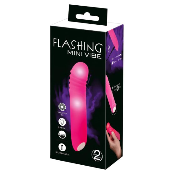 You2Toys - Flashing Mini Vibe - akkus, világító vibrátor (pink)