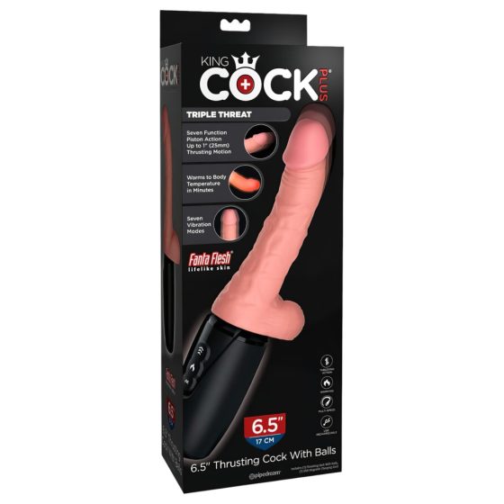 King Cock Plus 6,5 - herés lökő vibrátor - natúr