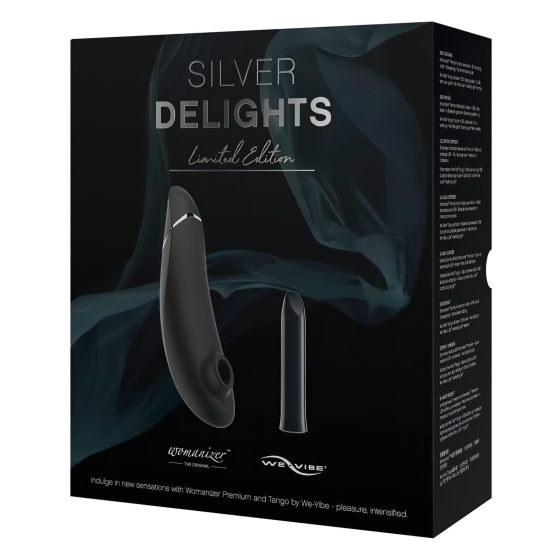 Womanizer Silver Delights - léghullámos vibrátor szett (fekete)