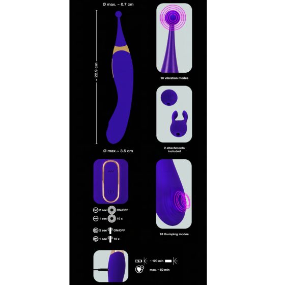 Javida - 2in1 akkus csiklóizgató és vibrátor szett (lila)