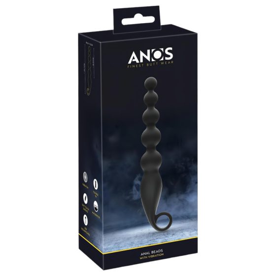 ANOS Anal Beads - anál gyöngysor vibrációval (fekete)