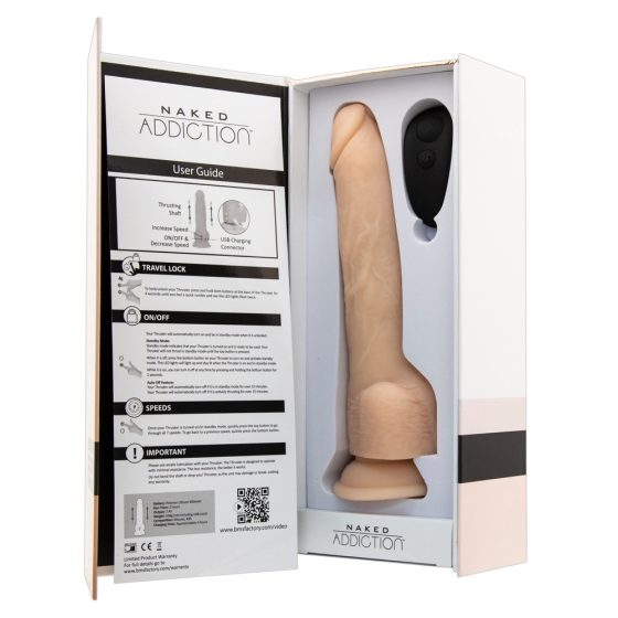 Naked Addiction Thrusting 9 - rádiós, lökő vibrátor - natúr (23cm)