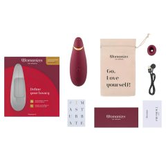   Womanizer Premium 2 - akkus, léghullámos csiklóizgató (piros)