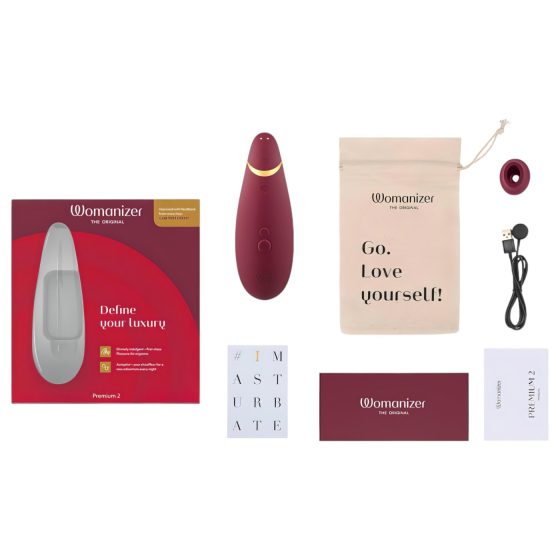 Womanizer Premium 2 - léghullámos csiklóizgató (piros)