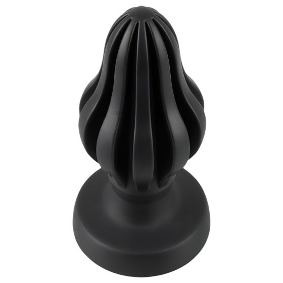 ANOS - bordázott puha anál plug - 7cm (fekete)