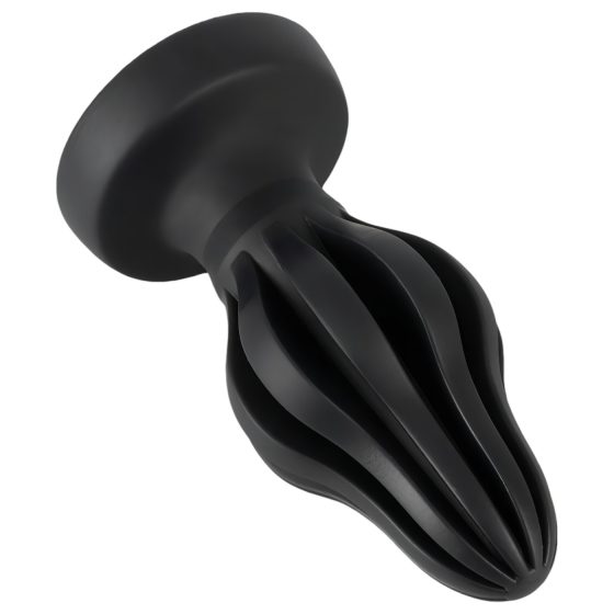 ANOS - bordázott puha anál plug - 7cm (fekete)