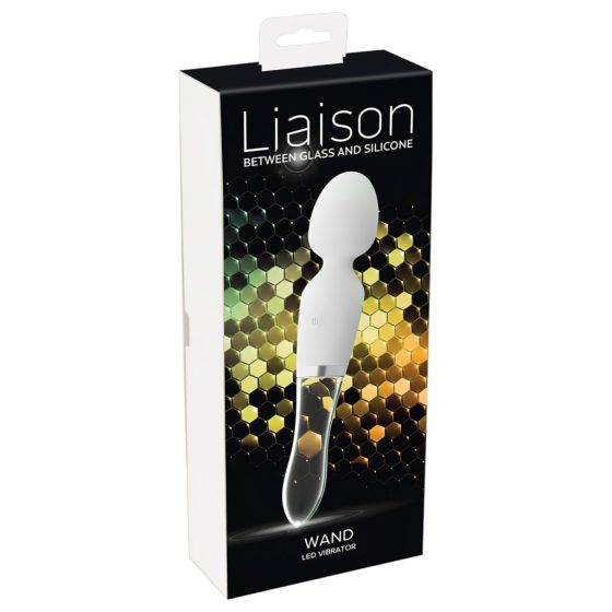 Liaison Wand - szilikon-üveg LED-es vibrátor (áttetsző)