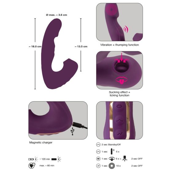 Javida - 4in1 csiklóizgatós vibrátor (lila)