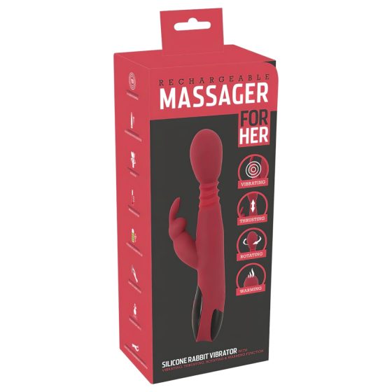 You2Toys Massager - lökő-forgó, melegítő G-pont vibrátor (piros)