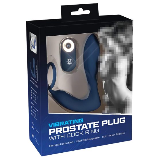 You2Toys Prostata Plug - rádiós anál vibrátor péniszgyűrűvel (kék)