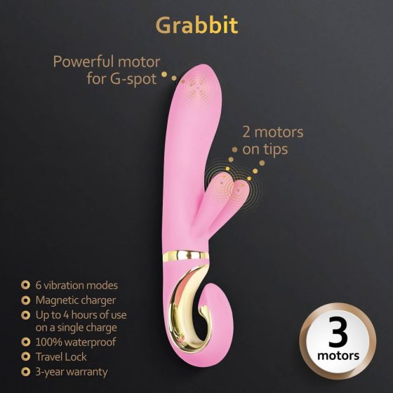 G-Vibe GRabbit - akkus, 3 motoros G-pont vibrátor (pink)