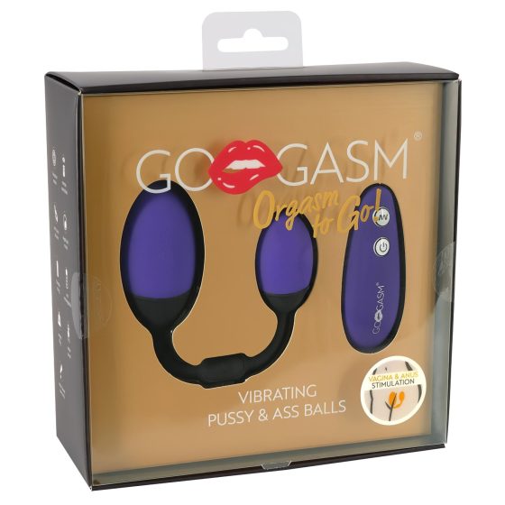 GoGasm Pussy & Ass - vibrációs tojás duó (lila-fekete)