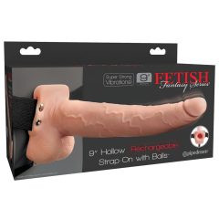   / Fetish Strap-On 9 - akkus, felcsatolható, üreges vibrátor (natúr)