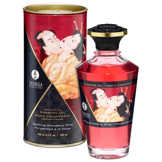 Shunga - melegítő masszázsolaj - pezsgő-eper (100ml)