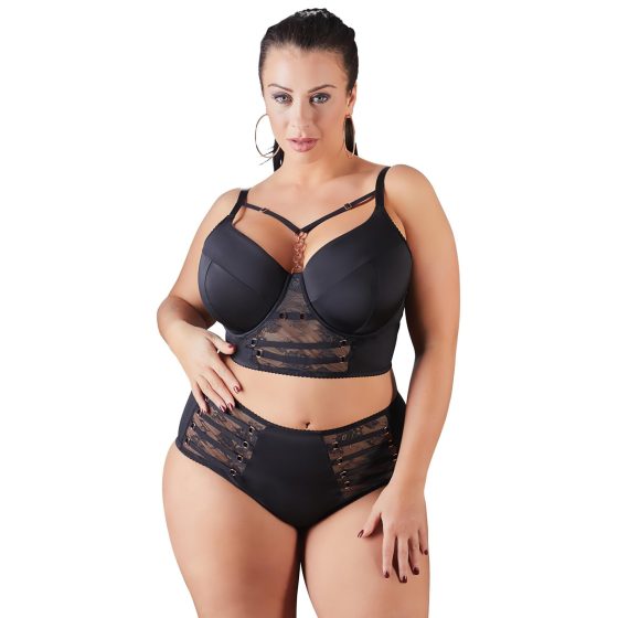 / Cottelli Plus Size - pántos-csipkés melltartó (fekete)