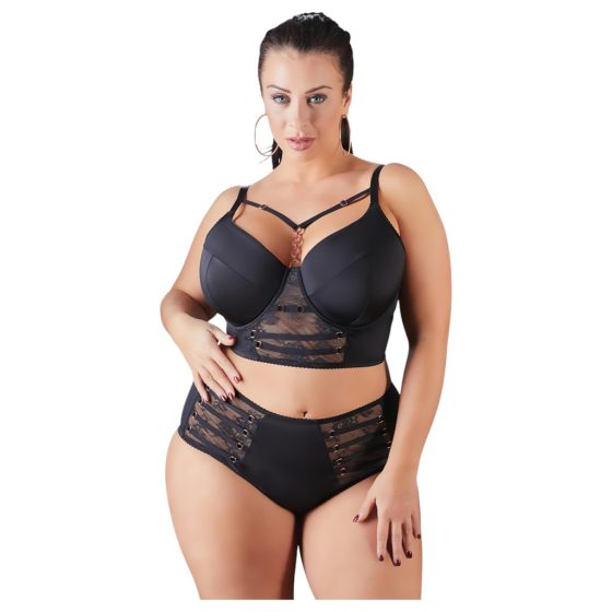 / Cottelli Plus Size - pántos-csipkés melltartó (fekete)