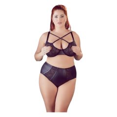   / Cottelli Plus Size - keresztpántos melltartó és alsó (fekete)