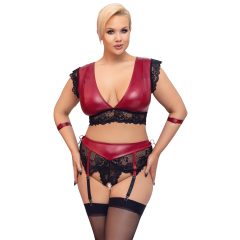   Cottelli Bondage Plus Size - csipkés melltartó szett (piros-fekete)