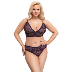   Cottelli Curves Plus Size - áttetsző mintás melltartó szett (lila)