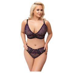   Cottelli Curves Plus Size - áttetsző mintás melltartó szett (lila)