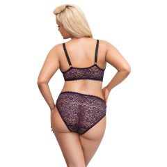   Cottelli Curves Plus Size - áttetsző mintás melltartó szett (lila)