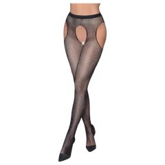   Cottelli Legwear - nyitott, csillogó necc harisnya - fekete (S-L)