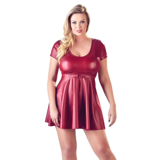 Cottelli Plus Size - A-vonalú miniruha (bordó)