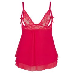 Cottelli Plus Size - csipkés, lenge babydoll (piros)