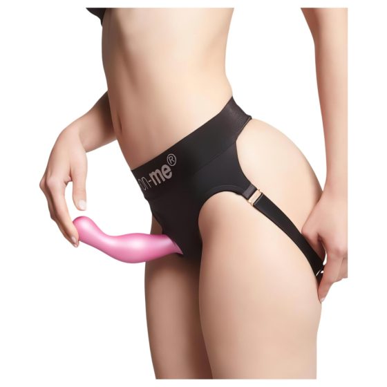 Strap-on-me Curvy M - hullámos, talpas dildó (pink)