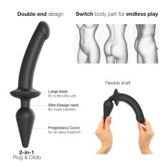   / Strap-on-me Swith Semi-Realistic S - 2in1 szilikon dildó (fekete)