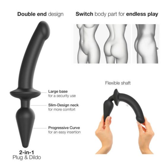 / Strap-on-me Swith Semi-Realistic S - 2in1 szilikon dildó (fekete)