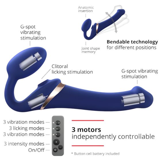 Strap-on-me S - felcsatolható, léghullámos vibrátor - kicsi (kék)