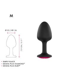 Dorcel Geisha Plug Ruby M - pink köves anál plug (fekete)