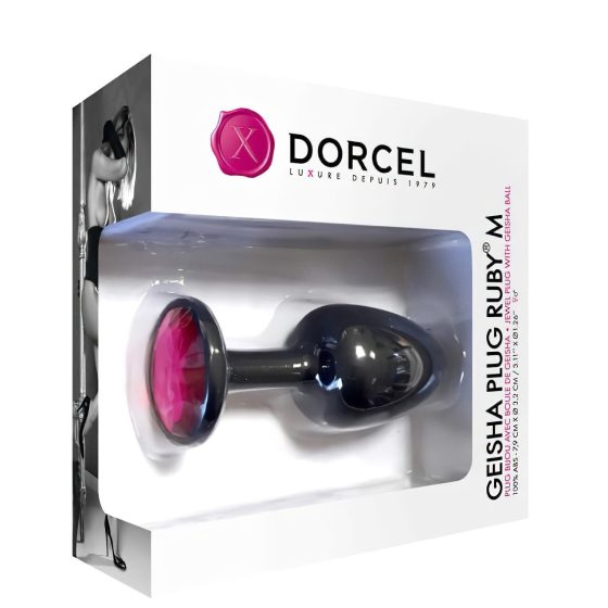 Dorcel Geisha Plug Ruby M - pink köves anál plug (fekete)