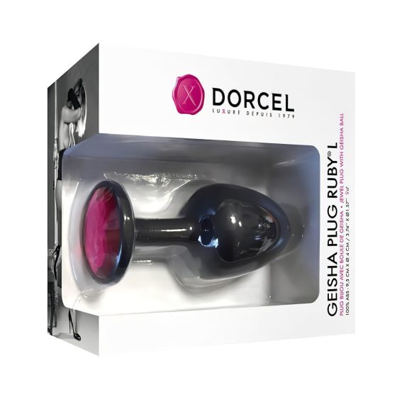 Dorcel Geisha Plug Ruby L - pink köves anál plug (fekete)