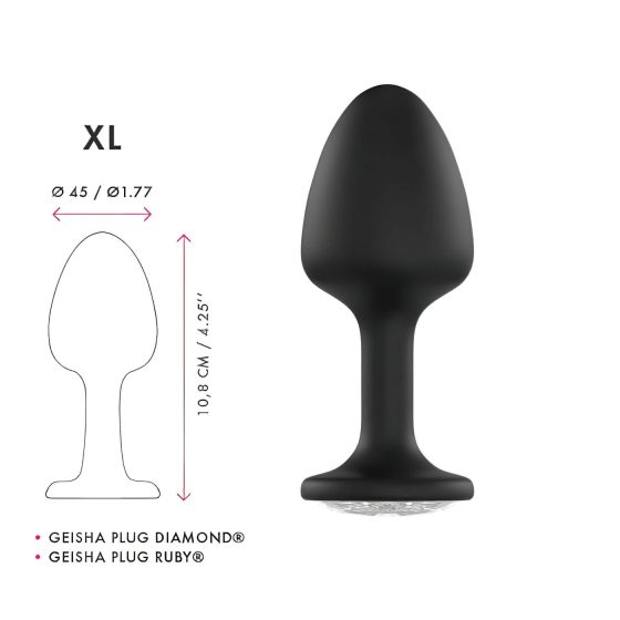 Dorcel Geisha Plug Diamond XL - fehér köves anál plug (fekete)