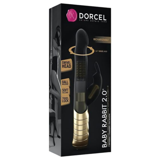 Dorcel Baby Rabbit 2.0 - csiklókaros vibrátor (fekete-arany)