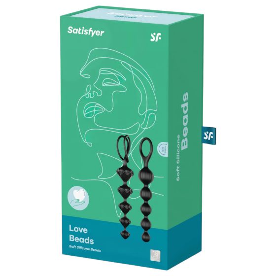 Satisfyer Love Beads - gyöngyös anál dildó szett - fekete (2 részes)